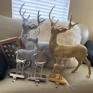 Christmas Reindeer Figurines & Stocking Holders